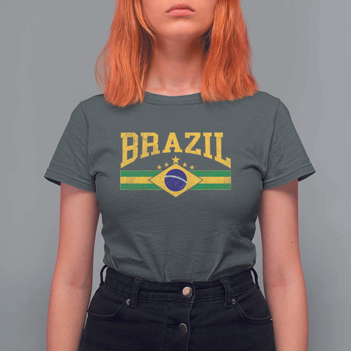 Brazilian Pride Vintage Brasil Brazil Flag Latin America T Shirt For Women - Wonder Print Shop