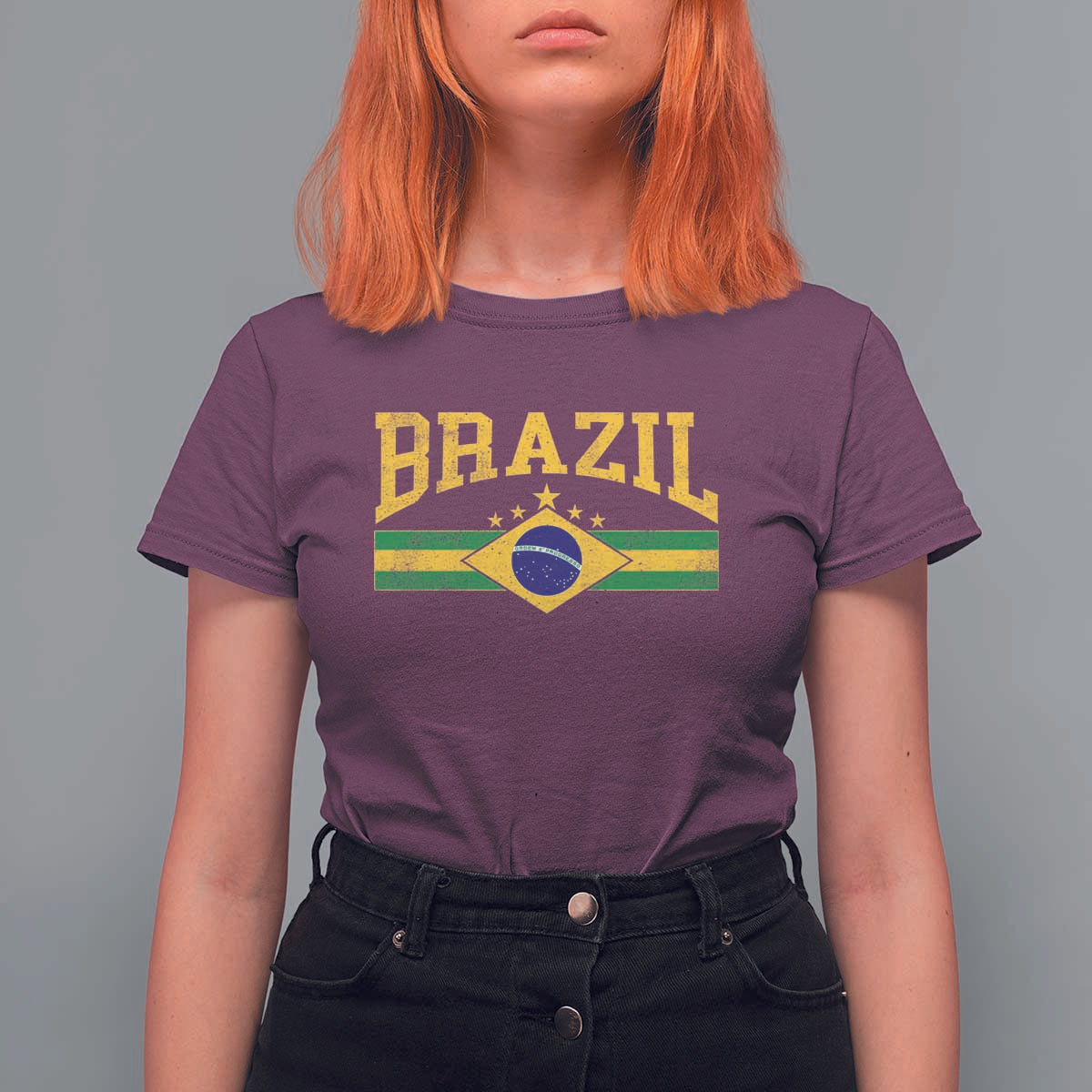 Brazilian Pride Vintage Brasil Brazil Flag Latin America T Shirt For Women - Wonder Print Shop