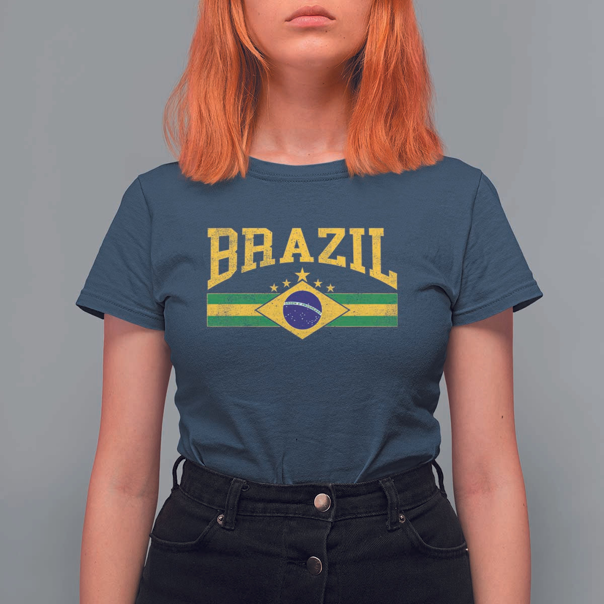Brazilian Pride Vintage Brasil Brazil Flag Latin America T Shirt For Women - Wonder Print Shop