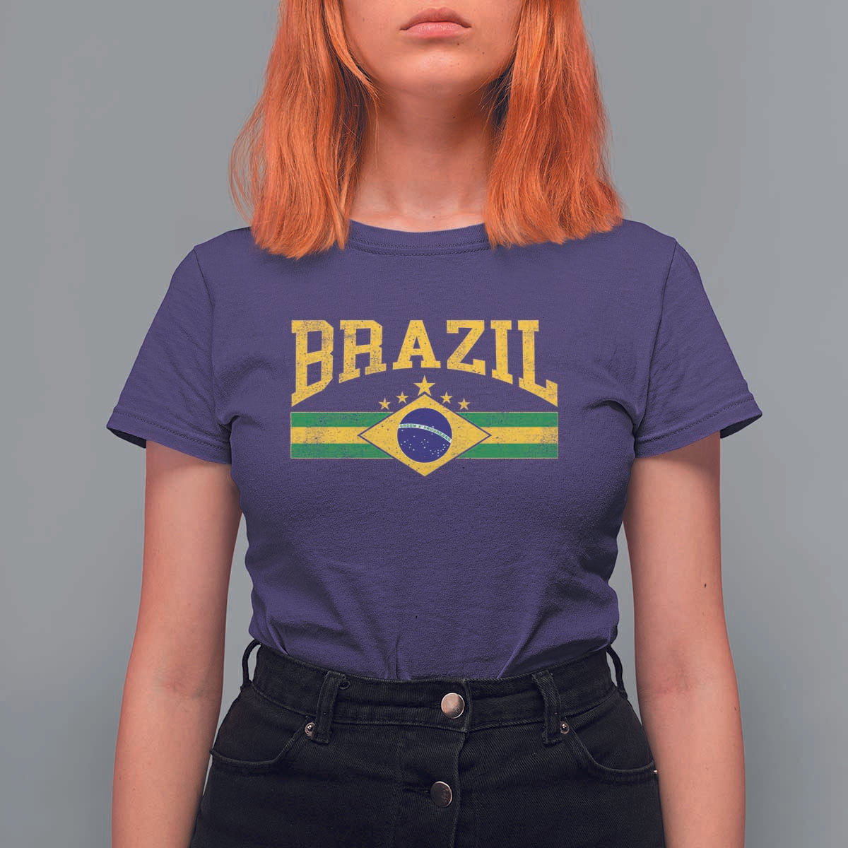 Brazilian Pride Vintage Brasil Brazil Flag Latin America T Shirt For Women - Wonder Print Shop