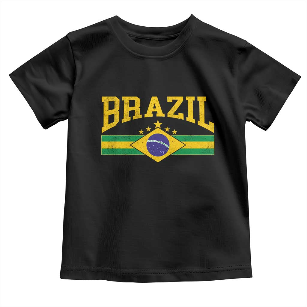 Brazilian Pride Vintage Brasil Brazil Flag Latin America Toddler T Shirt - Wonder Print Shop