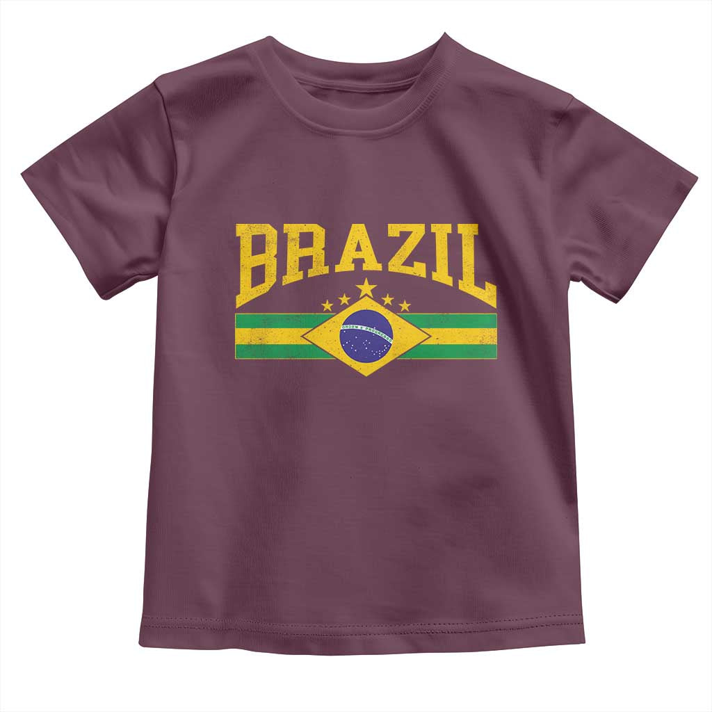 Brazilian Pride Vintage Brasil Brazil Flag Latin America Toddler T Shirt - Wonder Print Shop