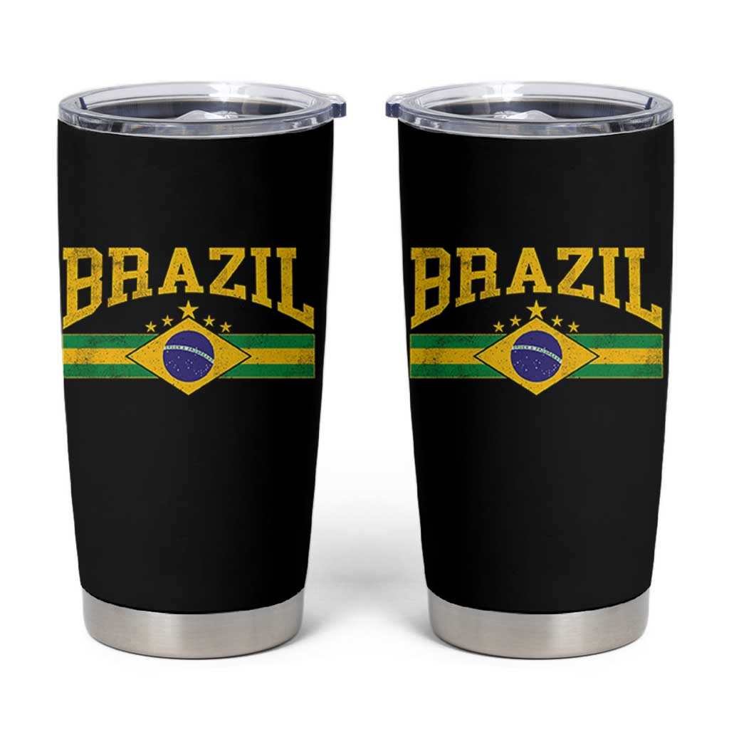 Brazilian Pride Vintage Brasil Brazil Flag Latin America Tumbler Cup - Wonder Print Shop