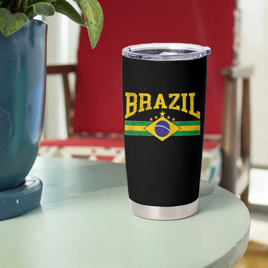 Brazilian Pride Vintage Brasil Brazil Flag Latin America Tumbler Cup - Wonder Print Shop