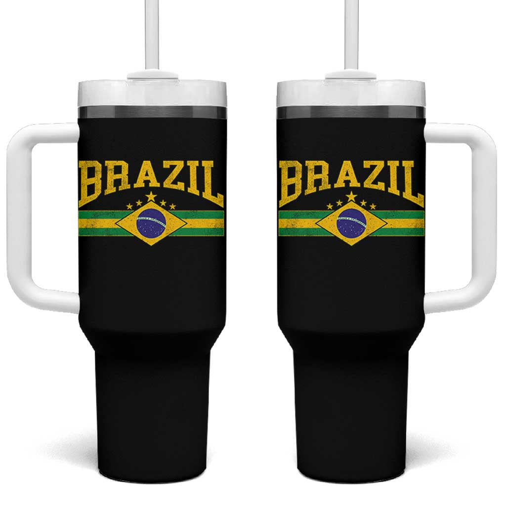 Brazilian Pride Vintage Brasil Brazil Flag Latin America Tumbler With Handle - Wonder Print Shop