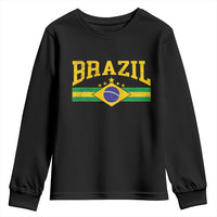 Brazilian Pride Vintage Brasil Brazil Flag Latin America Youth Sweatshirt - Wonder Print Shop