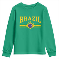 Brazilian Pride Vintage Brasil Brazil Flag Latin America Youth Sweatshirt - Wonder Print Shop