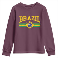 Brazilian Pride Vintage Brasil Brazil Flag Latin America Youth Sweatshirt - Wonder Print Shop
