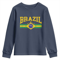 Brazilian Pride Vintage Brasil Brazil Flag Latin America Youth Sweatshirt - Wonder Print Shop