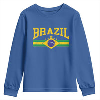 Brazilian Pride Vintage Brasil Brazil Flag Latin America Youth Sweatshirt - Wonder Print Shop