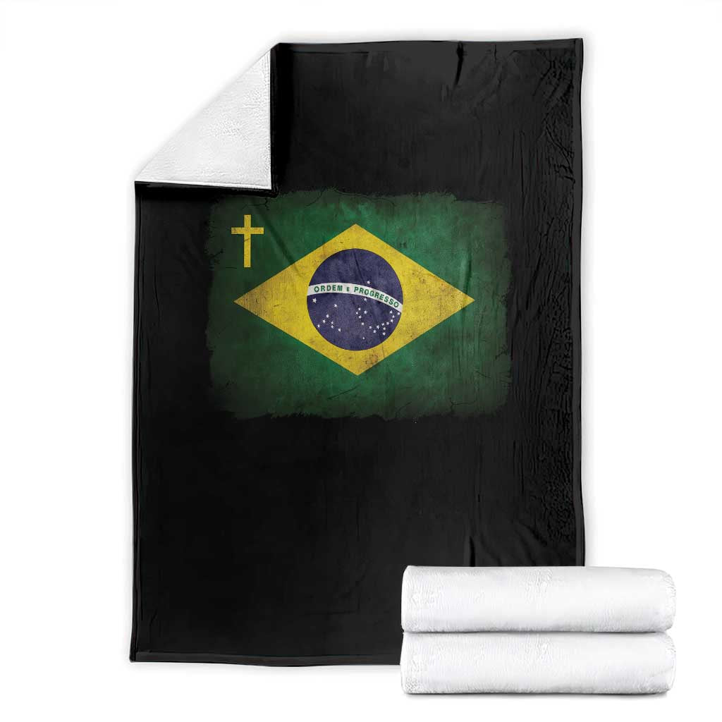 Brazilian Pride Christian Cross Latin America Brazil Flag Throw Blanket - Wonder Print Shop