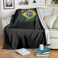 Brazilian Pride Christian Cross Latin America Brazil Flag Throw Blanket - Wonder Print Shop