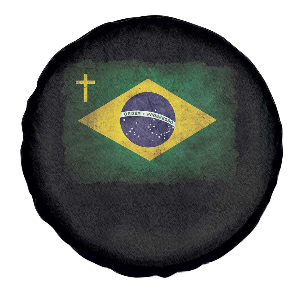 Brazilian Pride Christian Cross Latin America Brazil Flag Spare Tire Cover - Wonder Print Shop