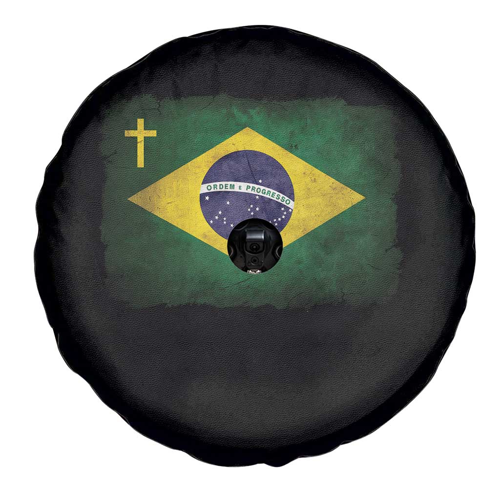 Brazilian Pride Christian Cross Latin America Brazil Flag Spare Tire Cover - Wonder Print Shop