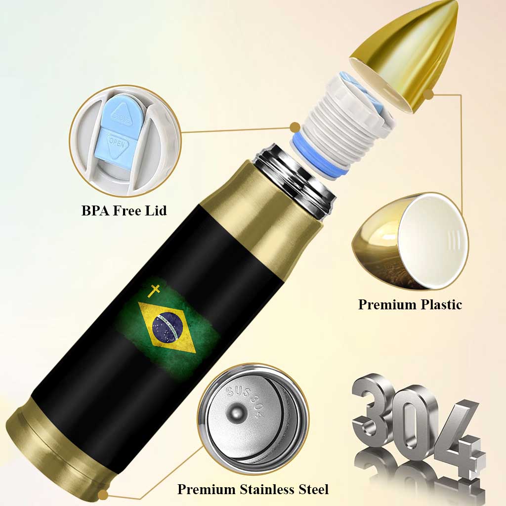 Brazilian Pride Christian Cross Latin America Brazil Flag Bullet Tumbler - Wonder Print Shop