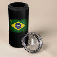 Brazilian Pride Christian Cross Latin America Brazil Flag 4 in 1 Can Cooler Tumbler - Wonder Print Shop