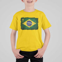 Brazilian Pride Christian Cross Latin America Brazil Flag T Shirt For Kid - Wonder Print Shop