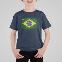 Brazilian Pride Christian Cross Latin America Brazil Flag T Shirt For Kid - Wonder Print Shop
