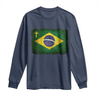 Brazilian Pride Christian Cross Latin America Brazil Flag Long Sleeve Shirt - Wonder Print Shop