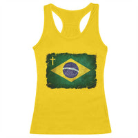 Brazilian Pride Christian Cross Latin America Brazil Flag Racerback Tank Top - Wonder Print Shop
