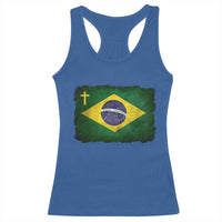 Brazilian Pride Christian Cross Latin America Brazil Flag Racerback Tank Top - Wonder Print Shop