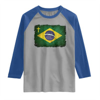 Brazilian Pride Christian Cross Latin America Brazil Flag Raglan Shirt - Wonder Print Shop