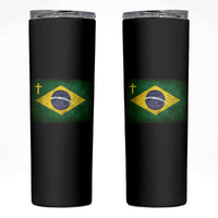 Brazilian Pride Christian Cross Latin America Brazil Flag Skinny Tumbler - Wonder Print Shop