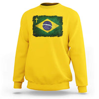 Brazilian Pride Christian Cross Latin America Brazil Flag Sweatshirt - Wonder Print Shop