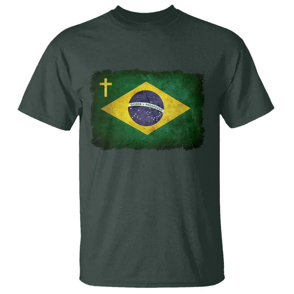 Brazilian Pride Christian Cross Latin America Brazil Flag T Shirt - Wonder Print Shop