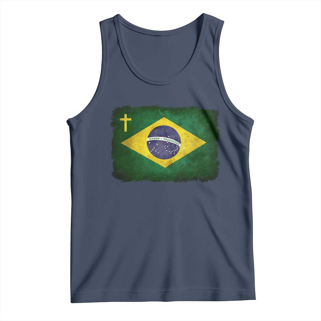 Brazilian Pride Christian Cross Latin America Brazil Flag Tank Top - Wonder Print Shop