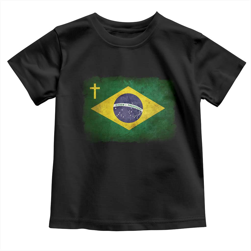 Brazilian Pride Christian Cross Latin America Brazil Flag Toddler T Shirt - Wonder Print Shop