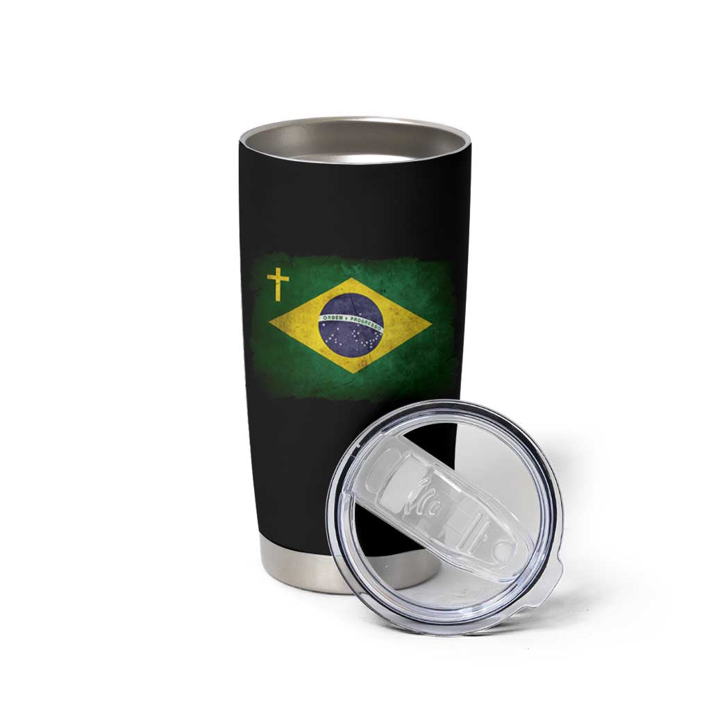 Brazilian Pride Christian Cross Latin America Brazil Flag Tumbler Cup - Wonder Print Shop