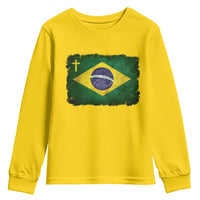 Brazilian Pride Christian Cross Latin America Brazil Flag Youth Sweatshirt - Wonder Print Shop