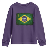 Brazilian Pride Christian Cross Latin America Brazil Flag Youth Sweatshirt - Wonder Print Shop