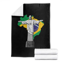 Brazilian Pride Christ the Redeemer Statue Latin America Brazil Map Throw Blanket - Wonder Print Shop