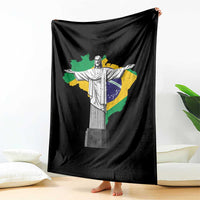 Brazilian Pride Christ the Redeemer Statue Latin America Brazil Map Throw Blanket - Wonder Print Shop