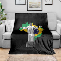 Brazilian Pride Christ the Redeemer Statue Latin America Brazil Map Throw Blanket - Wonder Print Shop