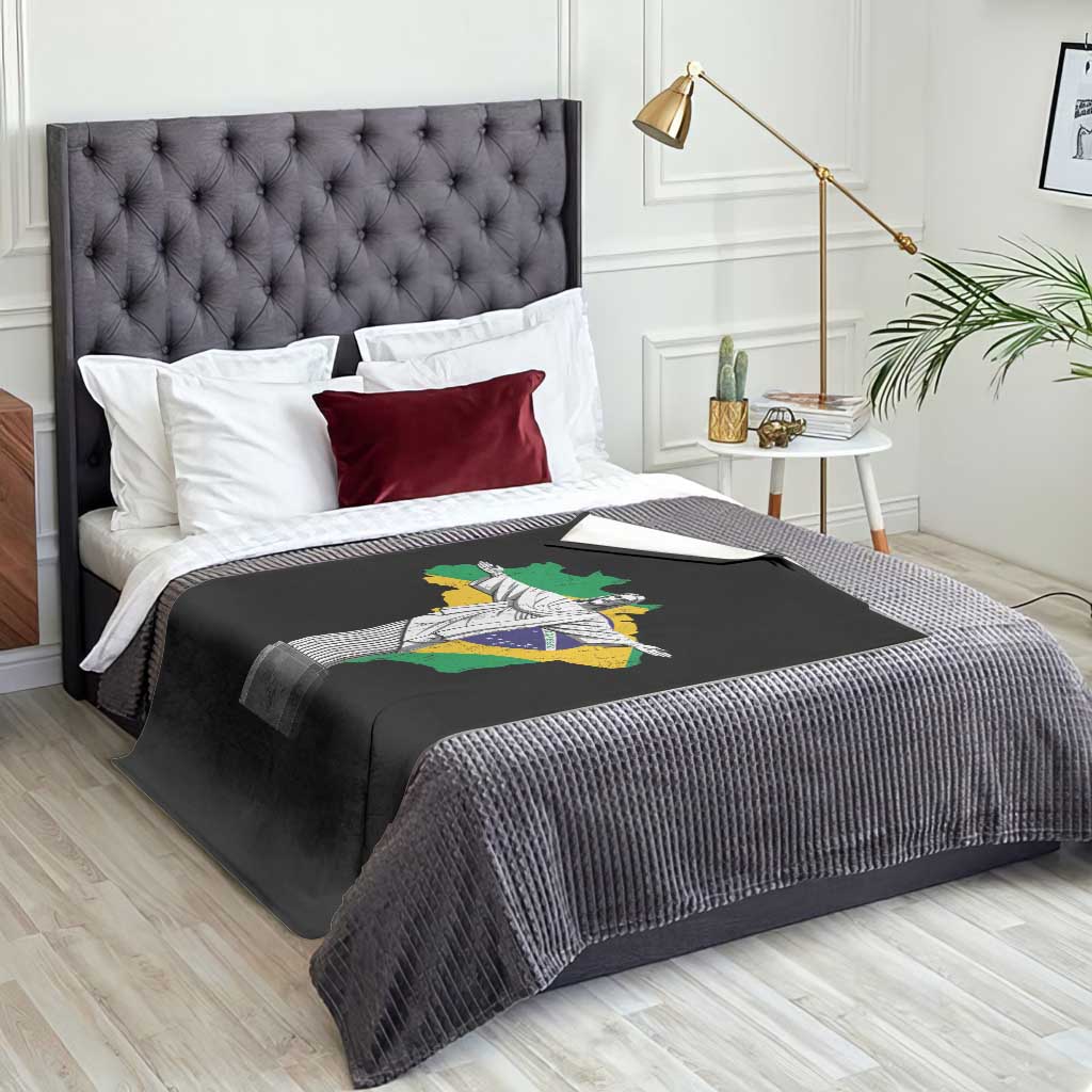 Brazilian Pride Christ the Redeemer Statue Latin America Brazil Map Throw Blanket - Wonder Print Shop