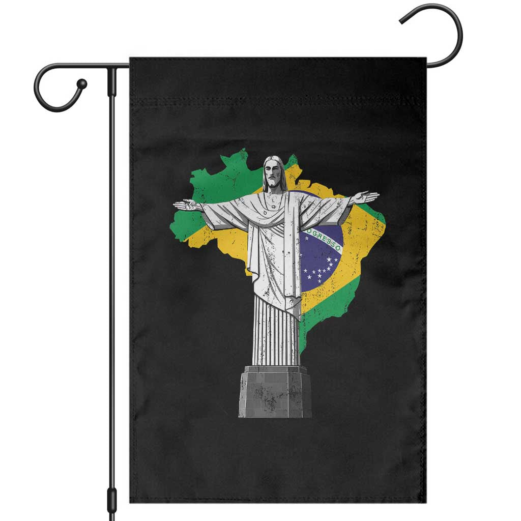 Brazilian Pride Christ the Redeemer Statue Latin America Brazil Map Garden Flag - Wonder Print Shop