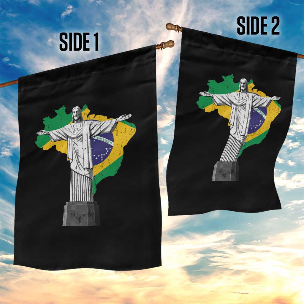 Brazilian Pride Christ the Redeemer Statue Latin America Brazil Map Garden Flag - Wonder Print Shop