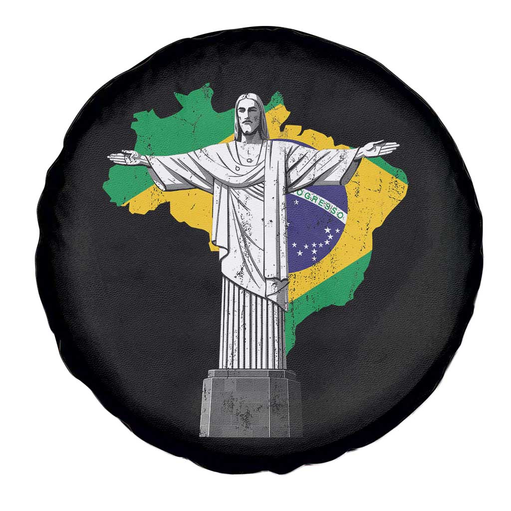 Brazilian Pride Christ the Redeemer Statue Latin America Brazil Map Spare Tire Cover - Wonder Print Shop