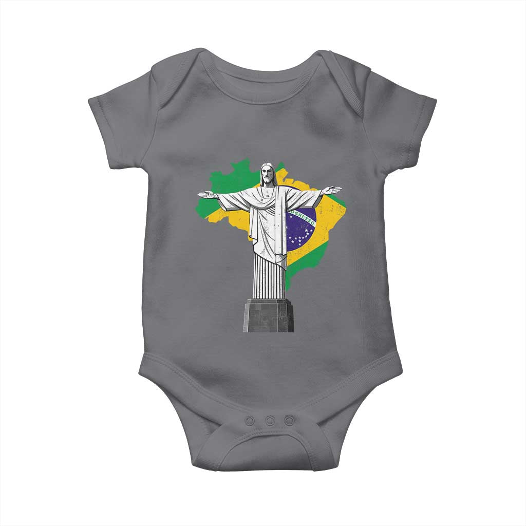 Brazilian Pride Christ the Redeemer Statue Latin America Brazil Map Baby Onesie - Wonder Print Shop