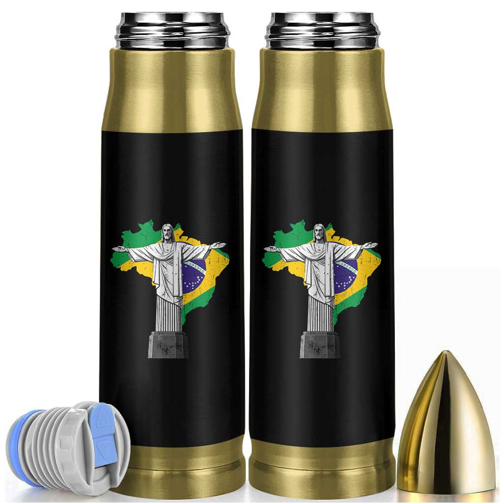 Brazilian Pride Christ the Redeemer Statue Latin America Brazil Map Bullet Tumbler - Wonder Print Shop