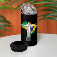 Brazilian Pride Christ the Redeemer Statue Latin America Brazil Map 4 in 1 Can Cooler Tumbler - Wonder Print Shop