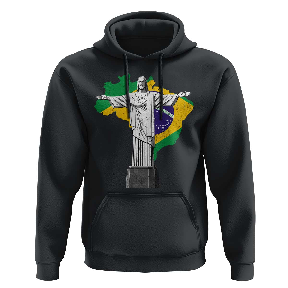 Brazilian Pride Christ the Redeemer Statue Latin America Brazil Map Hoodie - Wonder Print Shop