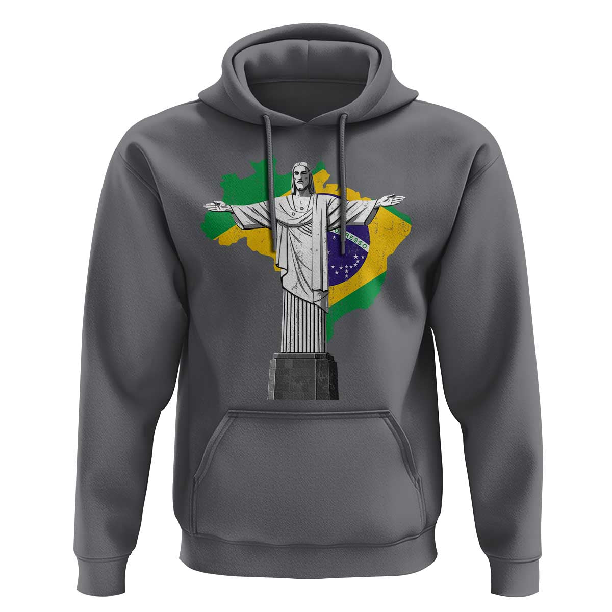 Brazilian Pride Christ the Redeemer Statue Latin America Brazil Map Hoodie - Wonder Print Shop