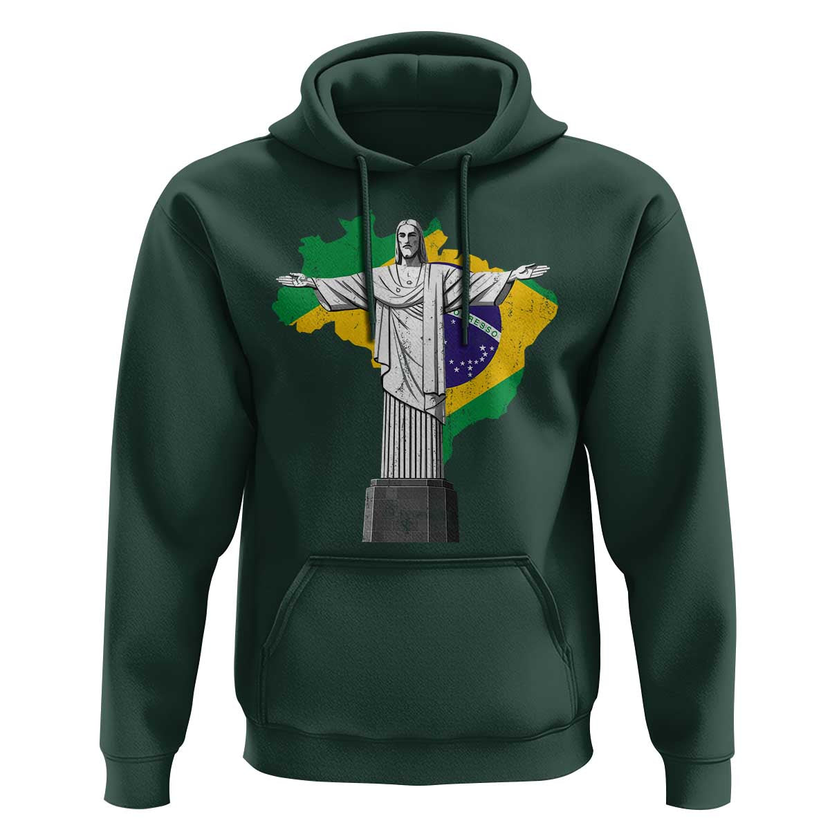 Brazilian Pride Christ the Redeemer Statue Latin America Brazil Map Hoodie - Wonder Print Shop