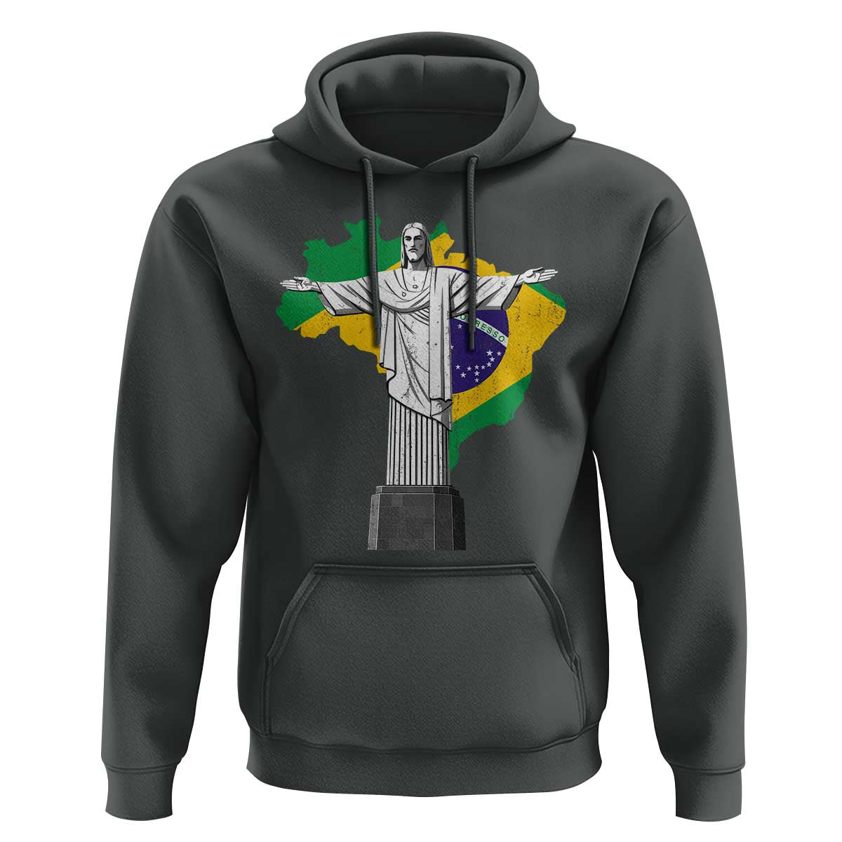 Brazilian Pride Christ the Redeemer Statue Latin America Brazil Map Hoodie - Wonder Print Shop