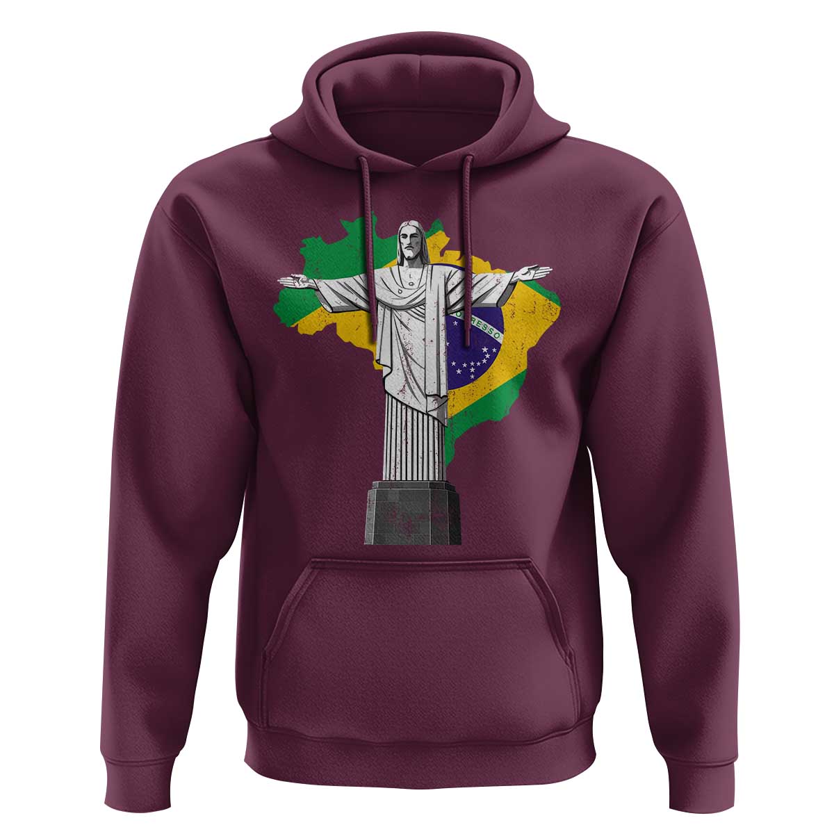 Brazilian Pride Christ the Redeemer Statue Latin America Brazil Map Hoodie - Wonder Print Shop