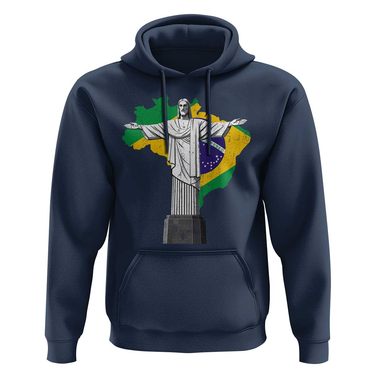 Brazilian Pride Christ the Redeemer Statue Latin America Brazil Map Hoodie - Wonder Print Shop